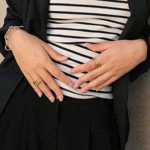 Double band textured Ring - Gold