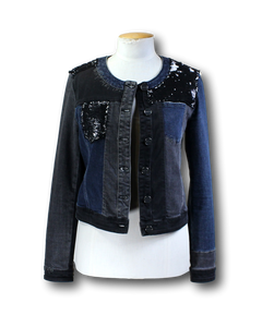 Pinko. Denim & Sequin Jacket - Size M/10