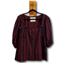 Load image into Gallery viewer, Damson Madder. Stripe Short Sleeve Top. Size 18 (Fits 16/18)
