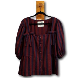 Damson Madder. Stripe Short Sleeve Top. Size 18 (Fits 16/18)