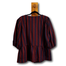 Load image into Gallery viewer, Damson Madder. Stripe Short Sleeve Top. Size 18 (Fits 16/18)
