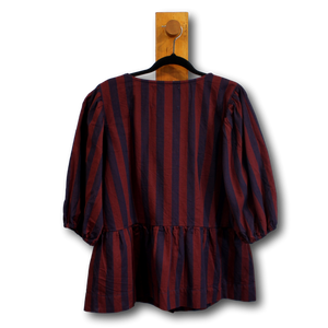 Damson Madder. Stripe Short Sleeve Top. Size 18 (Fits 16/18)