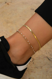 Pure Steel Snake Chain Anklet - Gold