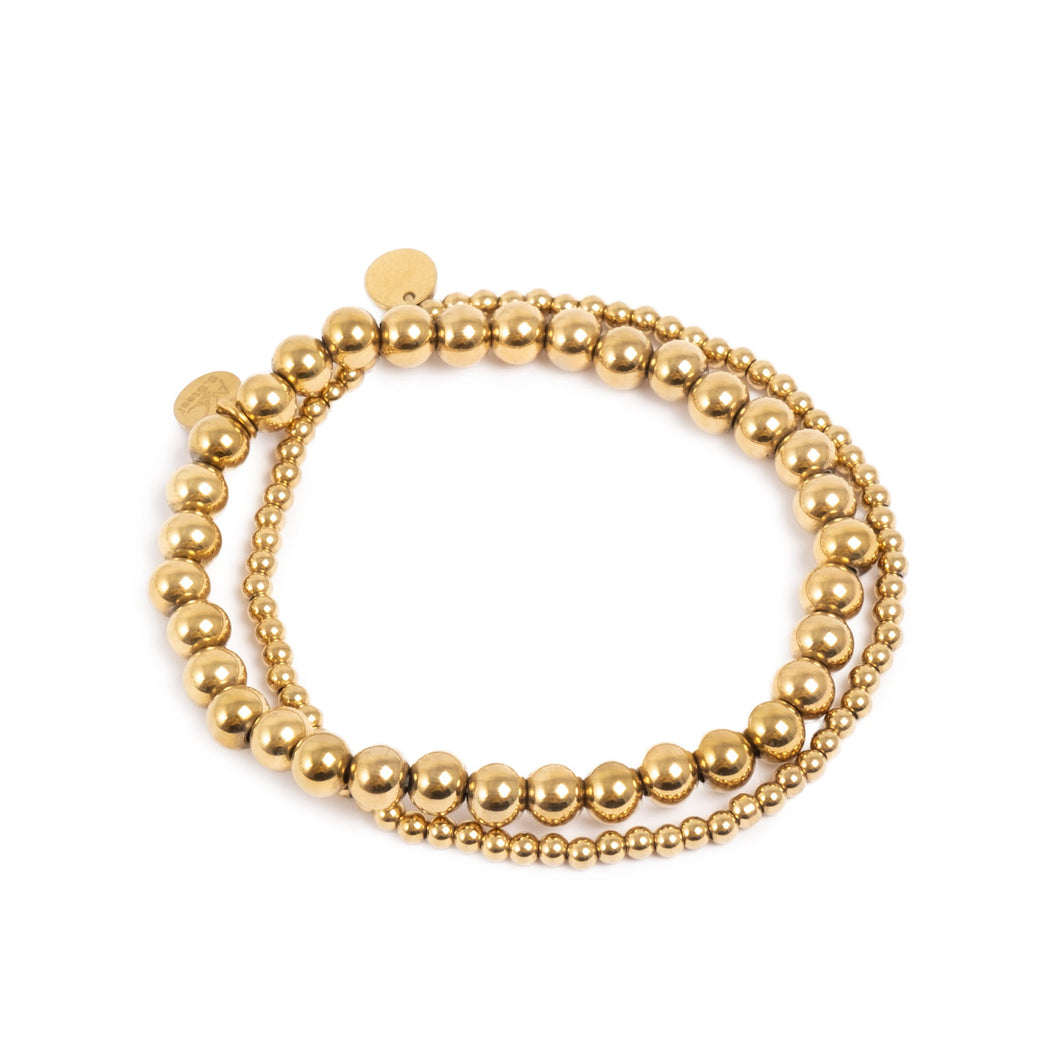 Pure Steel Bead Bracelet Set
