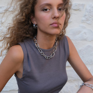 Pure Steel and 14k Double Hoop Earrings